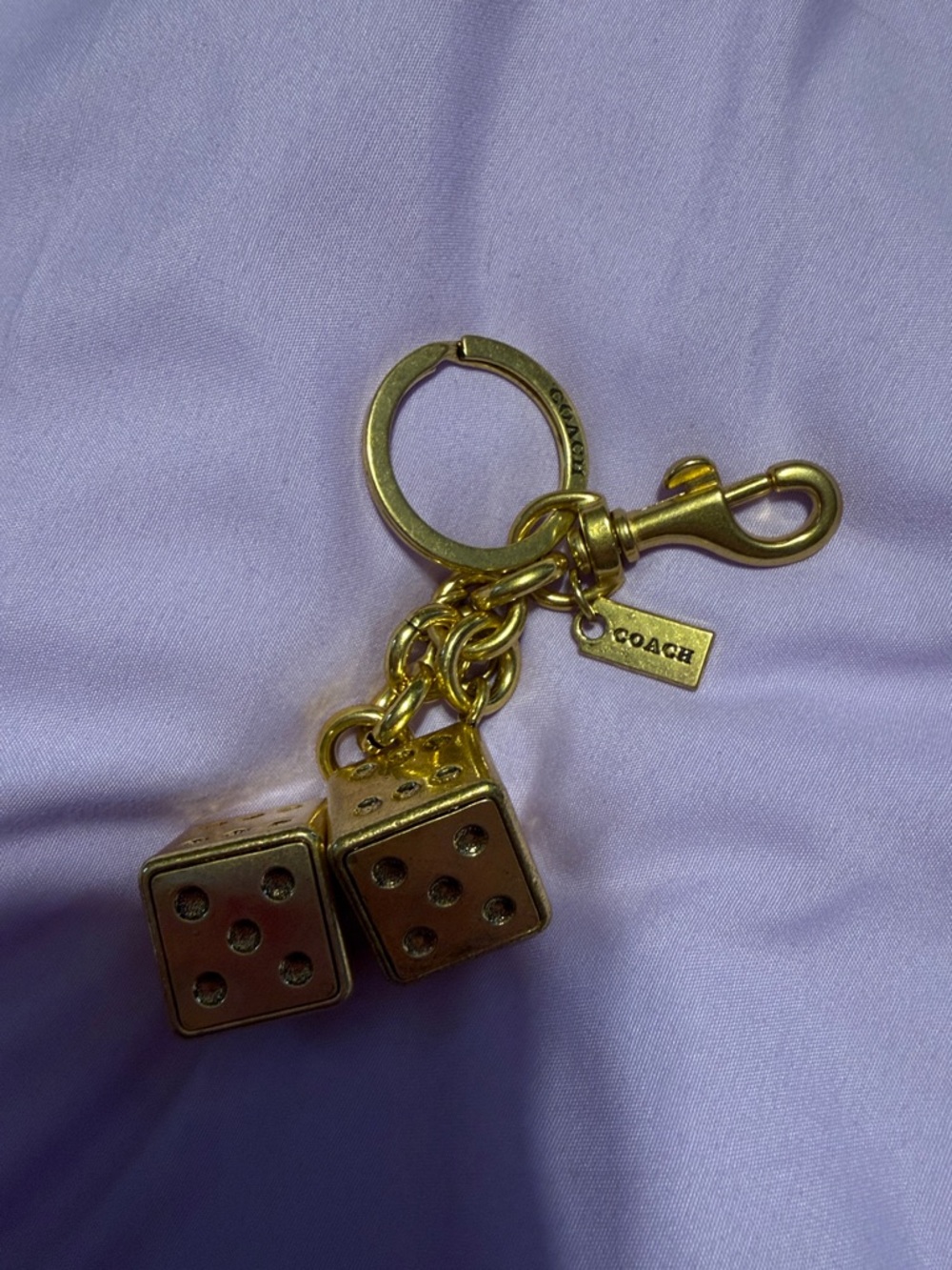 Coach Gold Dice Keyring Charm with Branded Tag
